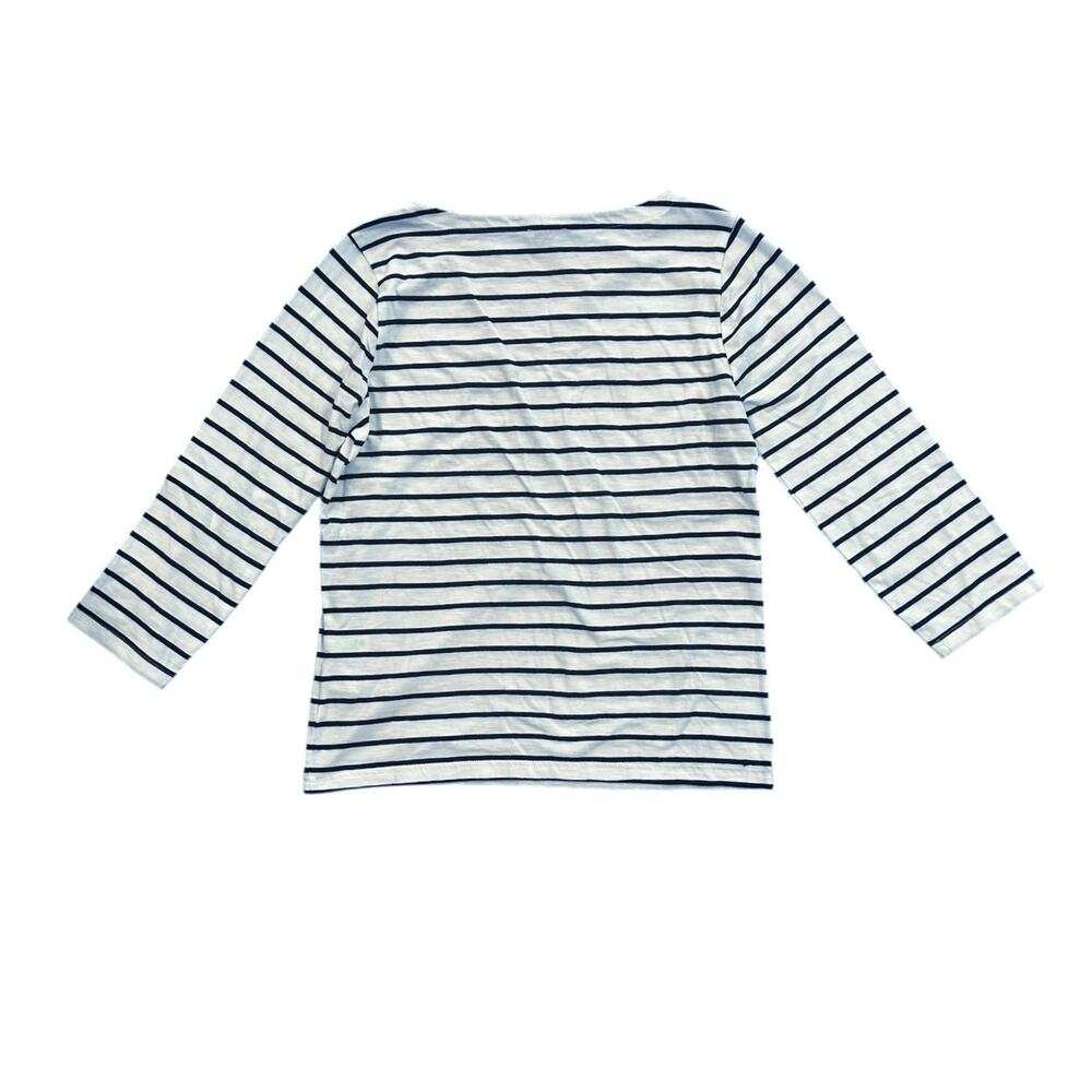 NWT J.Crew Striped Three-Quarter Sleeve Boatneck Tee Antique Navy White Size XS - Picture 4 of 7